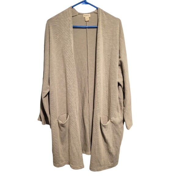 Donni Anthropologie Stripe Ribbed Gray Cardigan One Size Fits Most Oversized - Picture 1 of 5